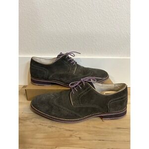 Kenneth Cole Reaction Mens Gray Suede Wingtip Oxford Dress Shoes Social Ladder